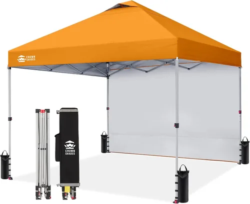 Vista 28 de CROWN SHADES Toldo desplegable de 8 x 8 con 1 pared lateral, tienda de campaña para playa, beige