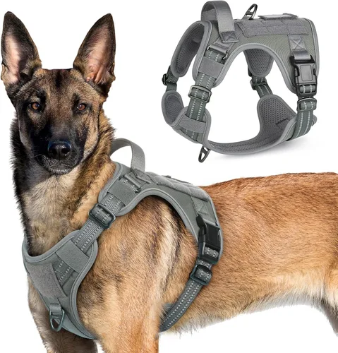 Vista 27 de rabbitgoo Arnés táctico para perros pequeños, chaleco de servicio militar sin tirones con asa y Molle, de fácil control para entrenar y caminar
