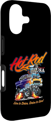 Vista 3 de Hotrod USA Design Classic Retro Muscle Car Dragster Cartoon Case for iPhone 17
