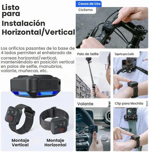 Vista 5 de Control remoto Bluetooth compatible con Insta360 X5 X4 X3 X2/Ace Pro2/Ace Pro/Ace/GO 3S/GO 3/ONE RS/ONE R, para GoPro Hero13/12/11/10/9/8/Max/Mini