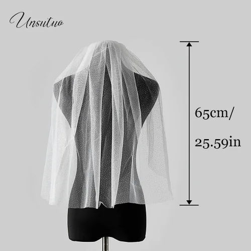 Vista 5 de Unsutuo Velo de novia de 1 nivel con purpurina para novia, velo de despedida de soltera, velo de novia para mujeres y niñas (marfil)