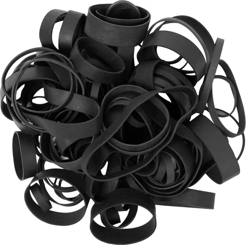Vista 4 de 65 bandas de goma de varios tamaños, color negro, 6 tamaños 1.5 pulgadas, 2 pulgadas, tamaño 82 tamaño #94 tamaño 64 tamaño 105 bandas elásticas