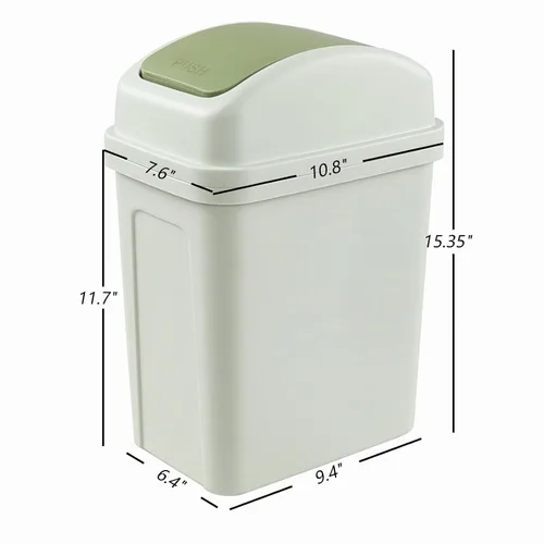 Vista 2 de Bote de basura de 1.8 galones con tapa giratoria, cubo de basura de plástico de 7 L (verde), F