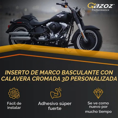 Vista 3 de Inserto de marco de basculante de calavera cromada 3D personalizada 4 piezas para modelos Harley Davidson Softail 2008-2017