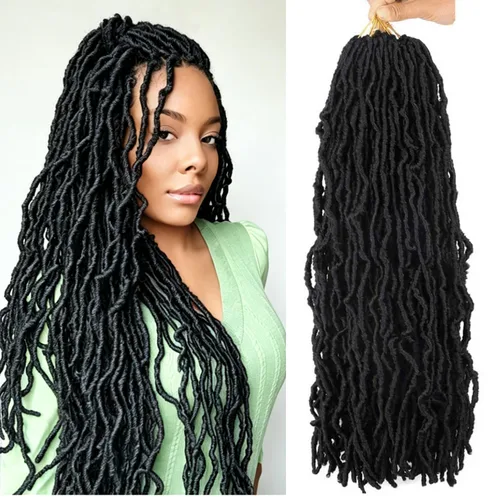 Vista 51 de 6 Paquetes Soft Locs Cabello de Ganchillo Pre Looped Faux Locs Trenzas de Ganchillo Goddess Locs Dreadlocs Cabello Sintético Para Mujeres Negras 1b