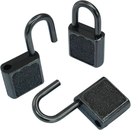 Vista 5 de Litoexpe 10 cerraduras pequeñas para equipaje pequeño con llaves, candado pequeño de metal, equipaje sólido para decoración de cajas de joyería Negro