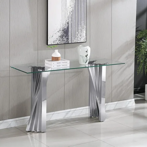 Vista 21 de Mesa de centro de vidrio templado de 31.5 pulgadas, moderna mesa de té dorada de 2 niveles con estante inferior, mesas centrales de lujo con marco