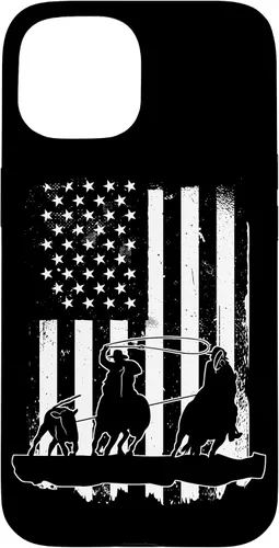 Vista 6 de USA Flag Team Roping Design Rodeo Western Horse Country Case for iPhone 17