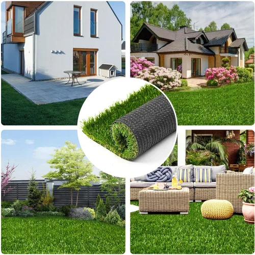 Vista 6 de AYOHA Césped Artificial 8' x 20' Césped Sintético Realista, 1.38" de Altura del Pelo, Césped Falso, Paisajismo para Áreas de Mascotas, Área