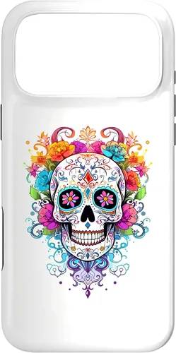Vista 22 de Halloween Sugar Skull Flower Calavera Dia De Los Muertos Case for iPhone 17