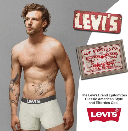 Vista 7 de Levi's Ropa interior para hombre, paquete de 7 calzoncillos tipo bóxer para hombre de algodón elástico