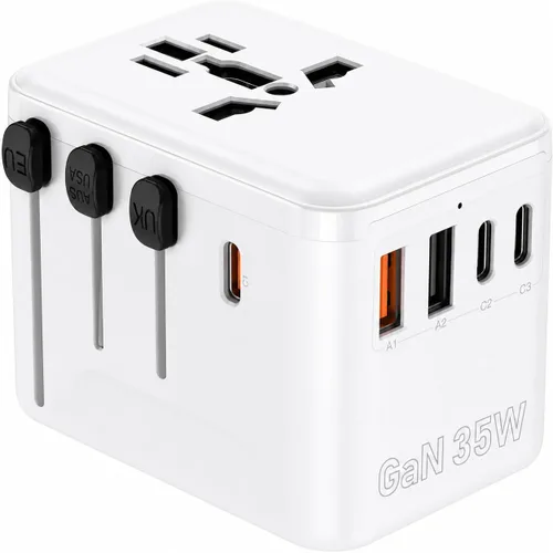 Vista 9 de CC Store Adaptador de viaje universal con 3 puertos USB-C y 2 USB-A 17.5W Negro-17.5W