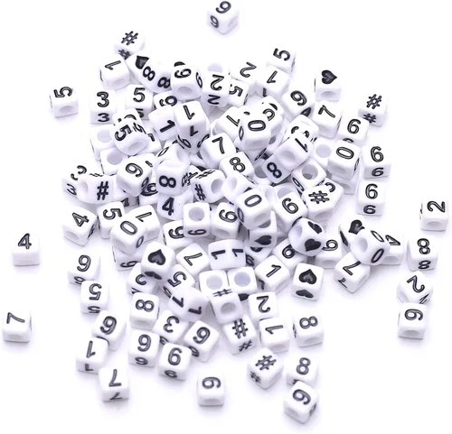 Vista 3 de ToBeIT 800 cuentas de acrílico en forma de cubo de letras del alfabeto, cuentas cuadradas para manualidades, llaveros, pulseras, collares, joyería