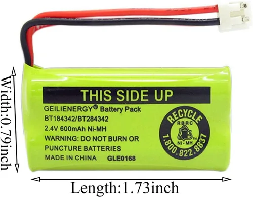 Vista 2 de BT184342 BT284342 - Batería recargable para teléfono compatible con AT&T BT18433 BT28433 BT-8300 BT1011 BT1018 Vtech