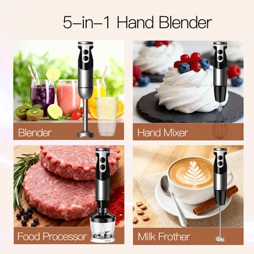 Vista 3 de MegaWise Pro Hand Blender Nueva versión 2025 (negro, 5 en 1)
