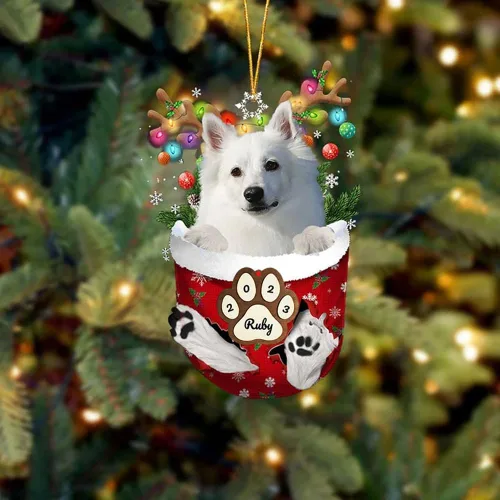 Vista 198 de Adornos personalizados de Pug cervatillo – Decoración personalizada para árbol de Navidad con patas de bolsillo de nieve