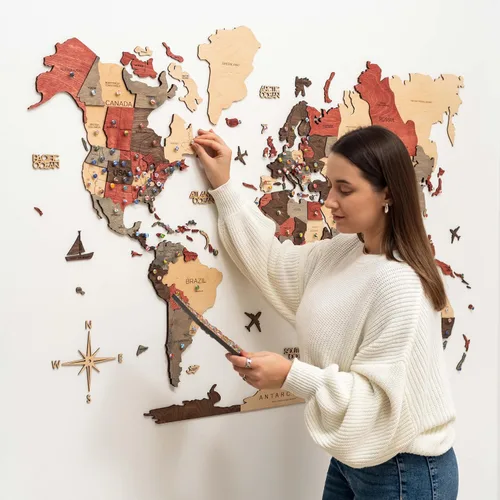 Vista 7 de Enjoy The Wood Arte de pared grande de madera en 3D, mapa del mundo, mapa de viajes del mundo, idea de regalo para cualquier ocasión, arte de pared