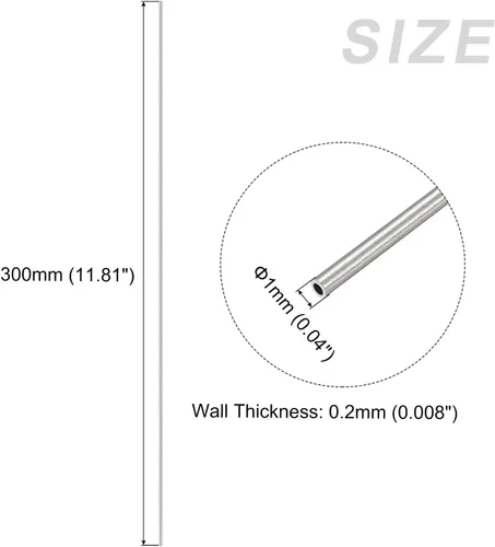 Vista 2 de METALLIXITY Tubo de acero inoxidable 304 (0.039 in de diámetro exterior x 0.008 in de pared T x 11.811 in de largo), tubo recto - para muebles