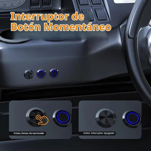 Vista 3 de DaierTek Interruptor de botón momentáneo de 0.630 in, terminales de tornillo de 12 V 5 A, carcasa negra, impermeable, 3A, 250 V, interruptor