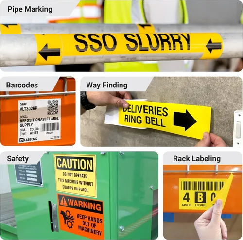 Vista 4 de Suministro de etiquetas LT4/LT4P/LTPX 0.5" x 150' Negro Print Long-Lasting Labels on Durable Water & Chemical Resistant Vinyl - Ideal for a Wide