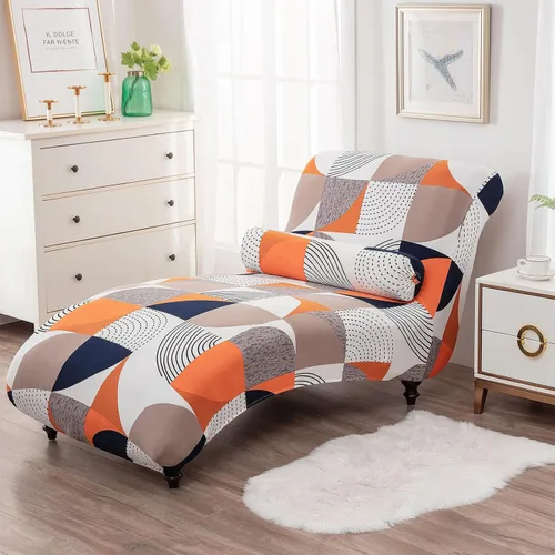 Vista 10 de Funda Impresa para Chaise Lounge sin Brazos Interior Funda Elástica para Silla para Sala de Estar Dormitorio Funda Elástica sin Brazos para Chaise