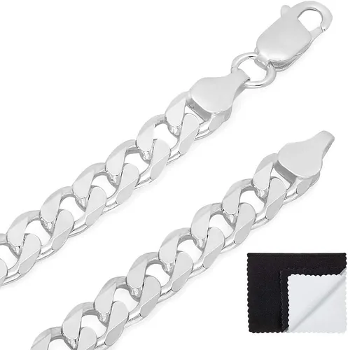 Vista 8 de The Bling Factory Men's 6.5mm Solid .925 Sterling Silver Beveled Curb Chain Necklace