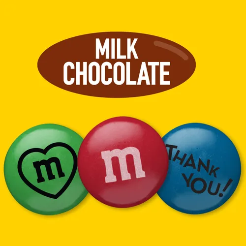 Vista 4 de M&M'S - Caramelo de chocolate con leche prediseñado, 2 libras, con gráficos temáticos de agradecimiento impresos, dulces a granel para regalos