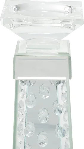 Vista 4 de Deco 79 Portavelas de cristal, 4 "x 4" x 14 ", plateado