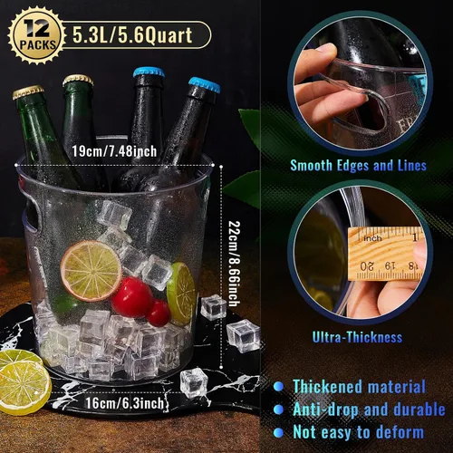 Vista 2 de Tessco for you - Cubo de hielo de plástico para fiestas con asa