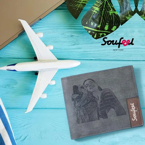 Vista 6 de SOUFEEL Billeteras personalizadas con fotos para hombres, billetera de cuero delgado con 2 imágenes, regalos personalizados para el día del padre