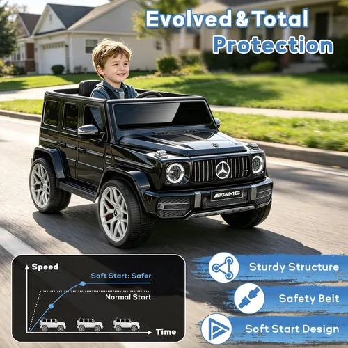 Vista 3 de Mercedes Benz G63 - Coche eléctrico para niños, 12 V G Wagon, color negro