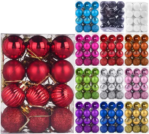 Vista 61 de Emopeak - Juego de 24 esferas navideñas, ornamentos irrompibles, 4 estilos, decoración colgante para árbol de Navidad, boda o fiesta