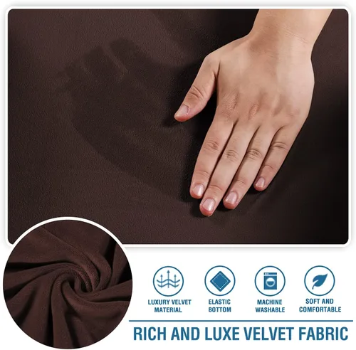 Vista 7 de H.VERSAILTEX Fundas de terciopelo elástico para sofá de 2 piezas con cojines en forma de T, fundas de cojín individuales para sofá de 2 cojines