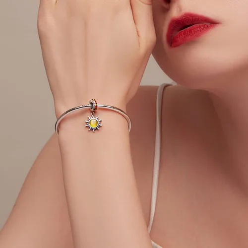 Vista 2 de VOROCO Atrapasueños con diseño de estrella de café y luna para pulsera de plata de ley 925 y cuentas para pulsera y collar, joyería de bricolaje