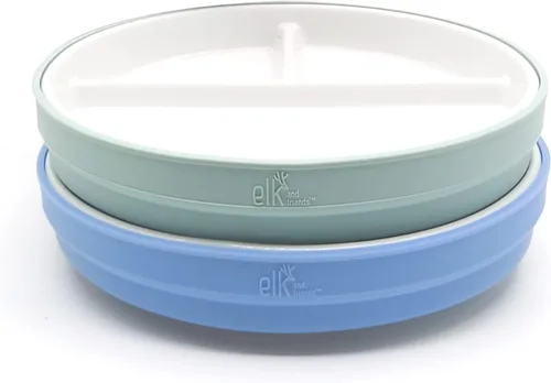 Vista 19 de Elk and Friends platos para niños de porcelana divididos de 6.7" con fundas de silicona Adecuados para bebés/niños/niños pequeños Apto