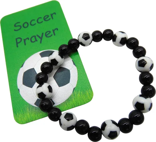 Vista 6 de Pulsera de fútbol con cuentas elásticas para jugadores deportivos, accesorio de moda para hombres o mujeres, Plástico, No es una piedra preciosa