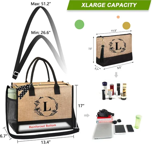 Vista 18 de BeeGreen Bolsa personalizada para mujeres, mamá, profesora, amigas, hermana, bolsas de regalo con bolsa de Comestic