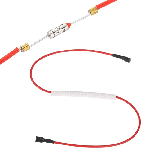 Vista 16 de MECCANIXITY Fusible de temperatura universal para olla arrocera, 168.8 °F 10 A 250 V Fusible térmico de metal con ambos terminales de fibra
