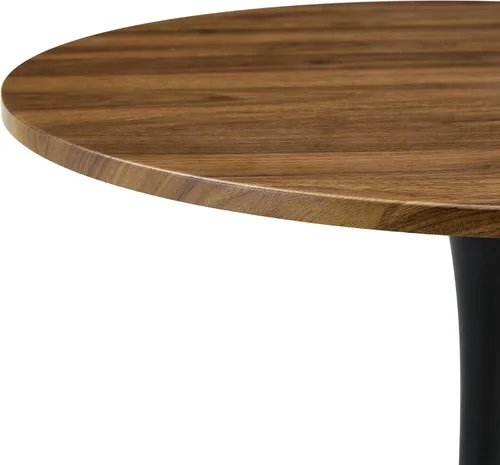Vista 8 de Mesa de comedor redonda de nogal para espacios pequeños, mesa de tulipanes de 32 pulgadas con base de pedestal de metal, mesa de bistró para 2/3/4