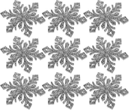 Vista 10 de EXCEART 30 parches de copo de nieve con brillantina para planchar en copos de nieve, horquillas para ropa, vestidos, plantas, sombreros, jeans