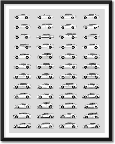 Vista 10 de Idea Network Póster hecho a mano compatible con Nissan Skyline GT-R Generations Print