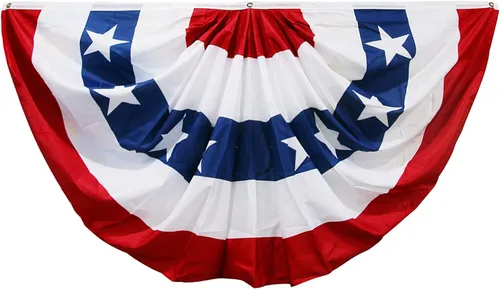 Vista 18 de HOOSUN Decoraciones del 4 de julio, banderines de bandera estadounidense para exteriores, decoraciones patrióticas del 4 de julio de 1.5 x 3 pies