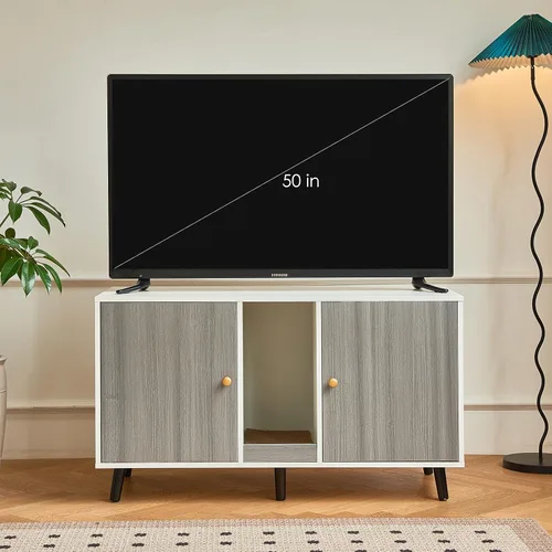 Vista 6 de Caja de arena para gatos para 2 gatos, caja de arena escondida con almohadilla para rascar, caja de arena cerrada, soporte de TV, mesa auxiliar
