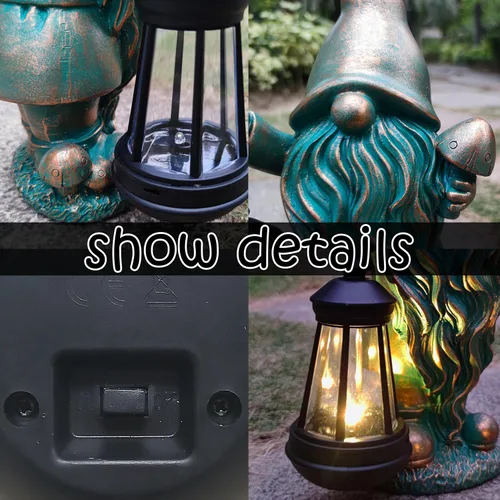 Vista 5 de JOYBEE Estatuas de Jardín Gnomos con Linterna Solar Decoración Exterior - Gnomos Figuras Solares Luces Decoraciones para Patio Jardín Césped