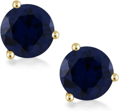 Vista 181 de Gem Stone King Aretes de oro de 14 quilates, 0.236 in, piedra natal redonda, Martini, 3 puntas, aretes de oro para mujer