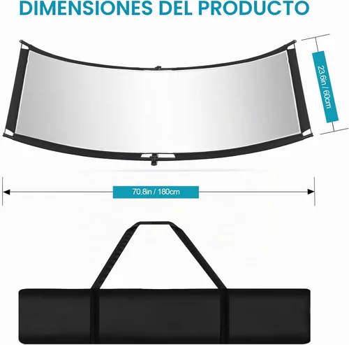 Vista 2 de WELLMAKING Clamshell - Difusor reflector de luz con bolsa de transporte, 71 x 23 pulgadas, reflector de iluminación curvada para fotografía