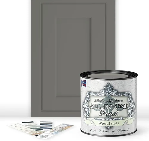 Vista 160 de Pintura TODO EN UNO, Abbey (gris cálido), Muestra de 8oz - Pintura duradera para gabinetes y muebles. Imprimación y capa superior incorporadas,