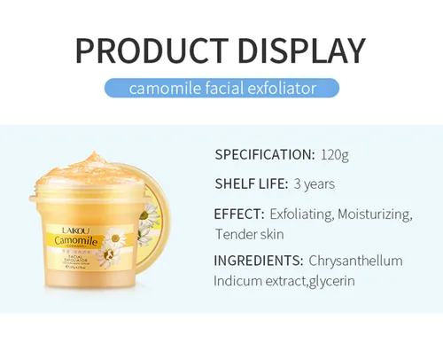 Vista 6 de Exfoliante facial de manzanilla Gel exfoliante, gel de pelado corporal y facial, poros limpios profundos, barro suave y tierno