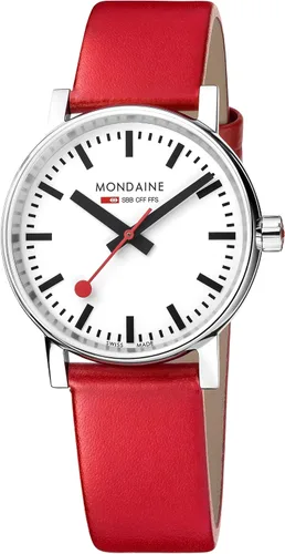 Vista 6 de Mondaine Unisex MSE.35110.LC SBB Reloj rojo de cuarzo suizo con pantalla analógica, Rojo
