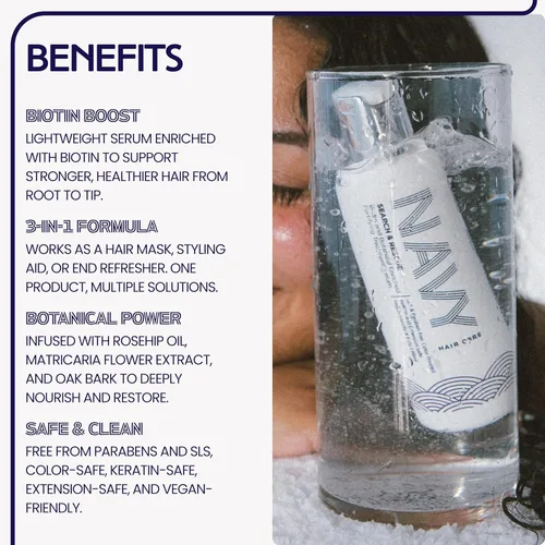 Vista 4 de NAVY Hair Care Search & Rescue - Suero de tratamiento fortificante Mezcla botánica enriquecida con biotina con extracto de manzanilla, coco